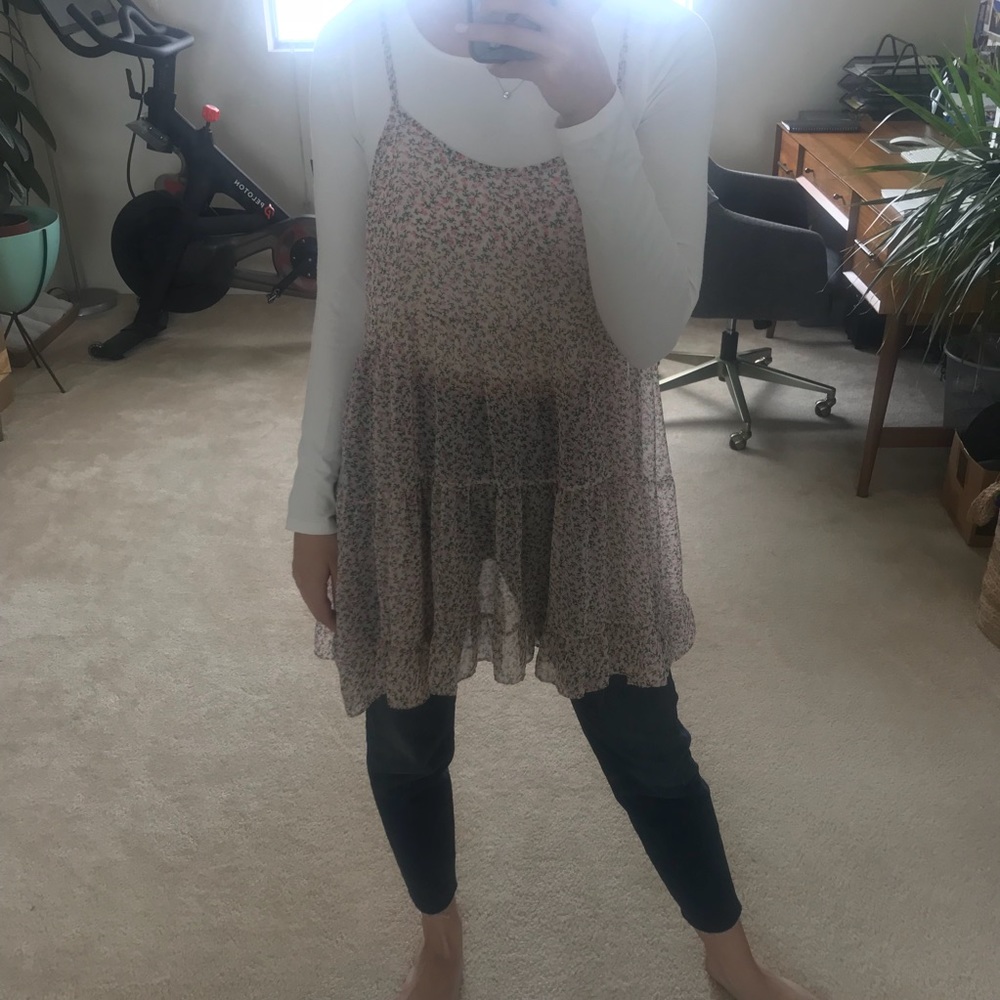 Sheer pink floral babydoll